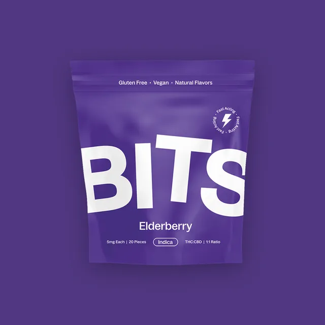BITS Elderberry 5mg ea | 20-Pack | 1:1 THC:CBD Fast-Acting Ratioed Gummies