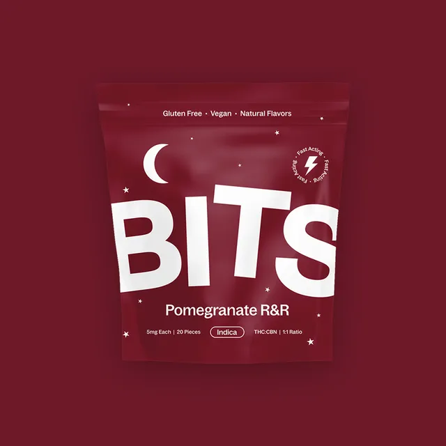 BITS Pomegranate R&R 5mg ea | 20-Pack | 1:1 THC:CBN Fast-Acting Ratioed Gummies