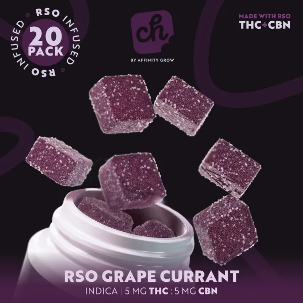 Chew Grape Black Currant 5mg ea | 20-Pack Ratioed RSO Gummies