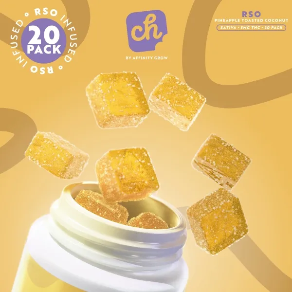 Chew Pineapple Toasted Coconut 5mg ea | 20-Pack RSO Gummies