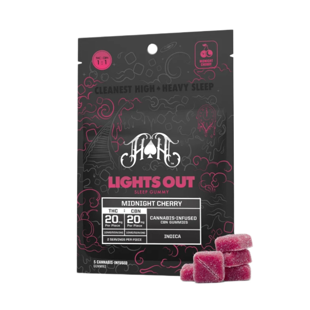 Heavy Hitters Midnight Cherry Lights Out Sleep Gummies | 100mg THC - 100mg CBN