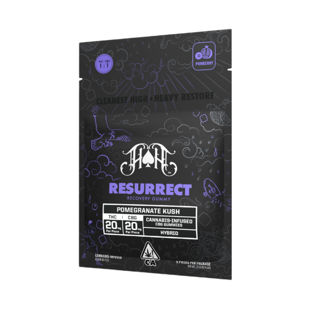 Heavy Hitters Pomegranate Kush | Hybrid - Resurrect RCS CBG Recovery Gummy