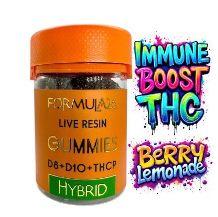 Ever Leaf Dispensary Immune Boost THC Gummies w/ 4500mg THC + Vit C + Shrooms Jar of 15 Berry Lemonade Flavor