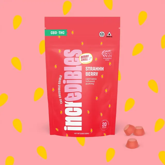 inc.edibles Strahhhberry 4.5mg ea | 20-Pack | 1:1 THC:CBD Ratioed Gummies