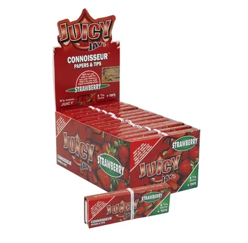 Juicy Jay's Connoisseur 1 1/4 Strawberry Flavored Rolling Papers w Tips