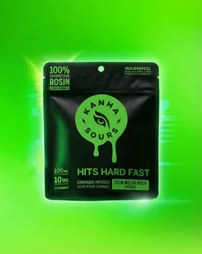 KANHA Vegan Sour Melon Rush Hybrid Solventless Rosin Gummies