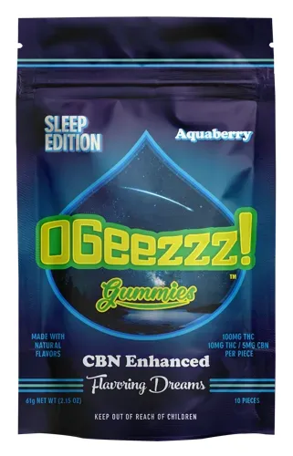 OGeez! OGeez Sleep Edition Aquaberry 2:1 THC:CBN Gummies