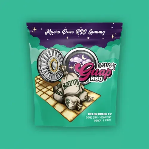 Savvy Guap RSO Melon Crash 1:2 CBN:THC 100mg Gummy