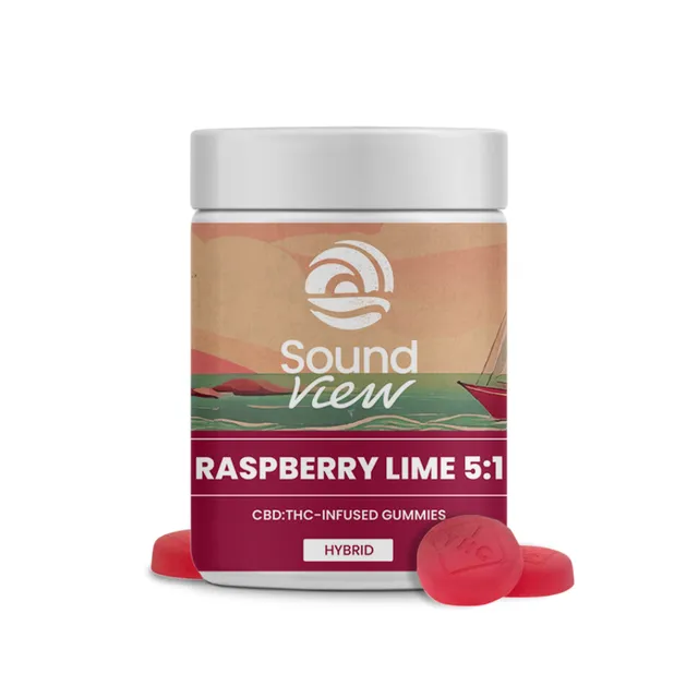 SoundView Raspberry Lime 5mg ea | 20-Pack | 1:5 THC:CBD Ratioed Gummies