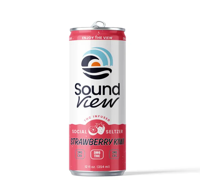 SoundView Strawberry Kiwi 3mg | 1:1:1 THC:CBD: Ratioed Seltzer