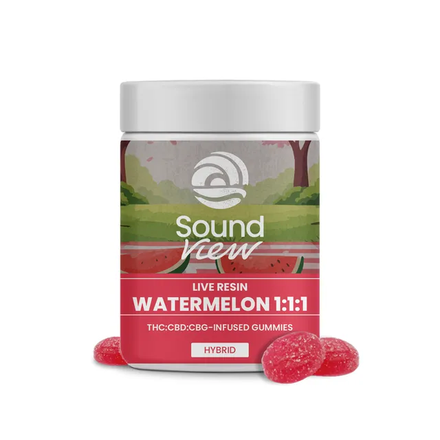 SoundView Watermelon 5mg ea | 20-Pack | 1:1:1 THC:CBD:CBG Live Resin Ratioed Gummies