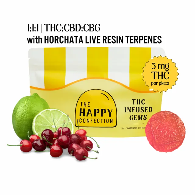 The Happy Confection Coasting Cherry Punch 5mg ea | 20-Pack | 1:1:1 THC:CBD:CBG Ratioed Gummies
