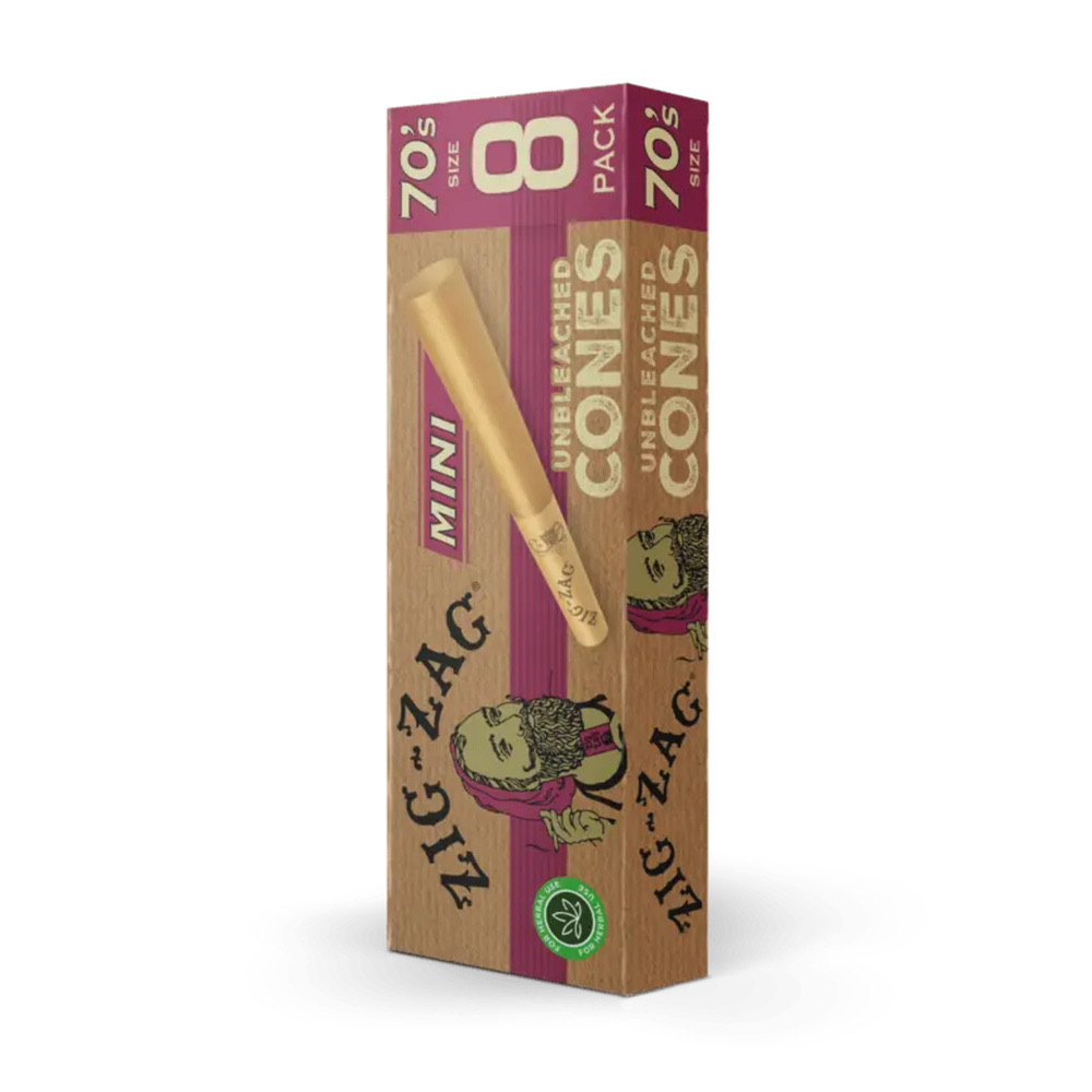 Zig-Zag Unbleached Ultra Thin Mini Cones - 70mm [8pk]